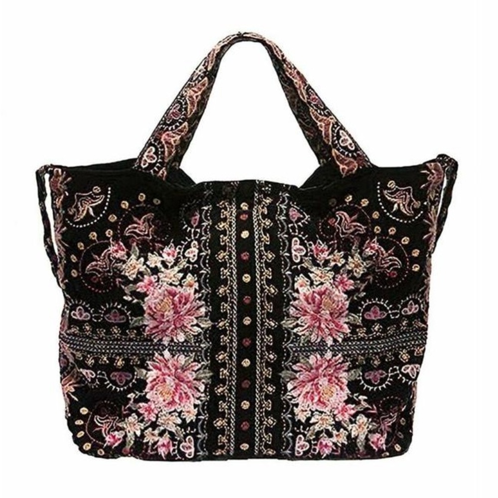 Johnny Was Joanna Velvet Tote Bag Handbag